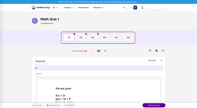 Question Navigation Bar